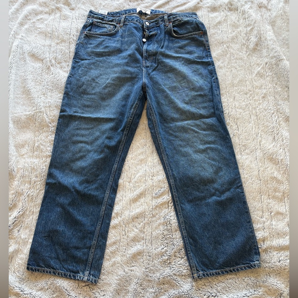 Reformation Cynthia High Rise Straight Cropped Jeans Blue - Size 32 - Picture 2 of 3